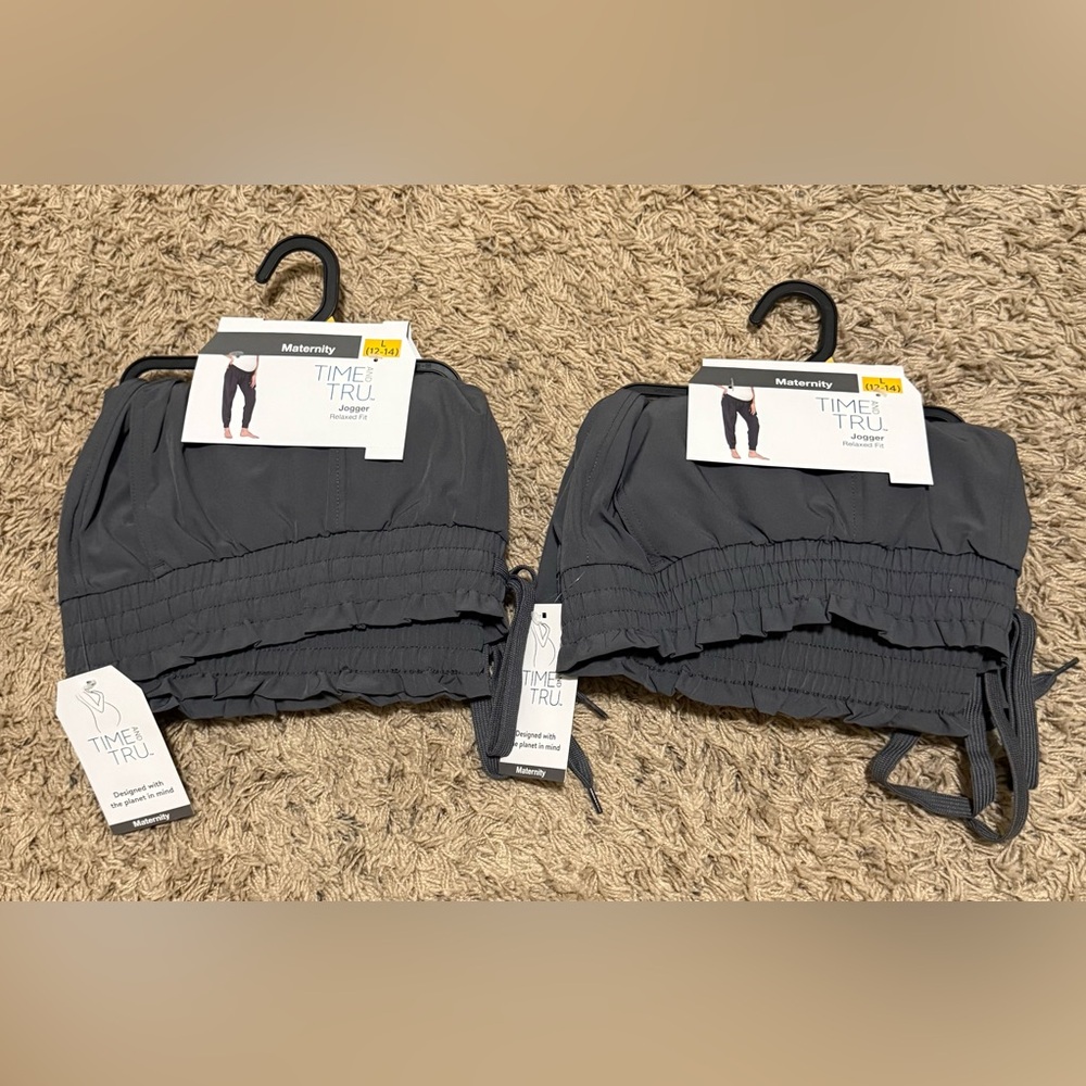 Time and Tru Maternity Jogger Pants (2 Pairs) Size: L (12-14)
